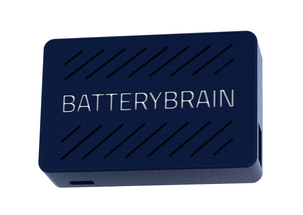 En BatteryBrain i fargen mørkeblå